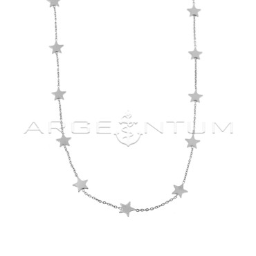 Collana maglia forzatina con cuori a lastra placcata oro bianco in argento 925