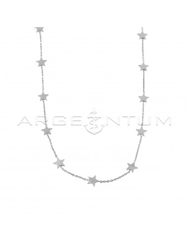 Forced link necklace with white gold plated hearts in 925 silver