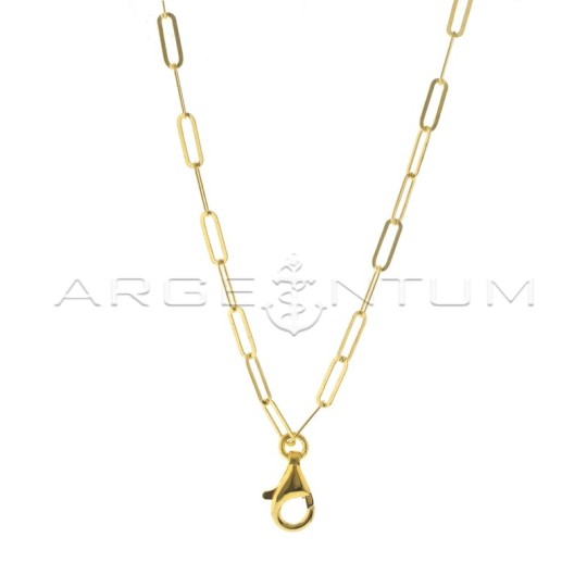 Collana maglia biscotto con centrale moschettone placcata oro giallo in argento 925