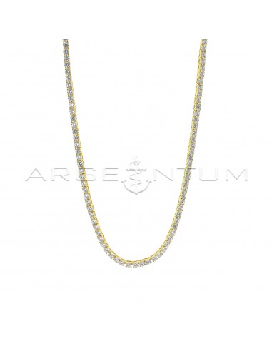 Tennis necklace of white zircons of ø 3 mm, yellow gold plated in 925 silver