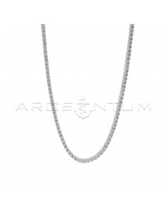 Tennis necklace of white degradé zircons, white gold plated in 925 silver