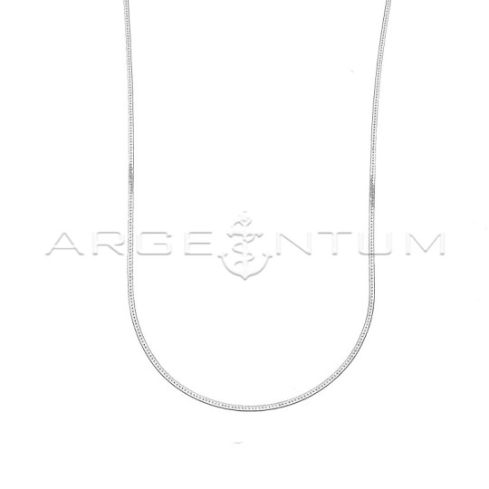 White gold plated flat ear link chain in 925 silver