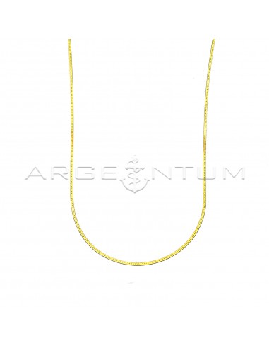 Yellow gold plated flat ear link chain in 925 silver