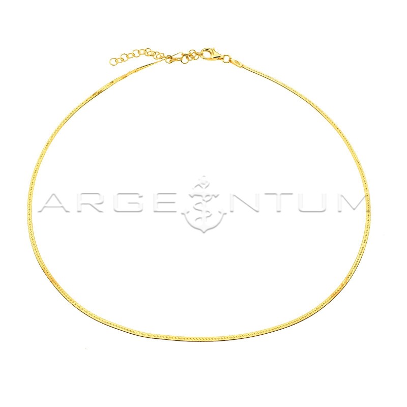 Collarino maglia spiga piatta placcato oro giallo in argento 925