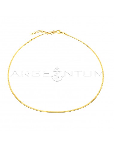 Yellow gold plated flat ear link necklace in 925 silver