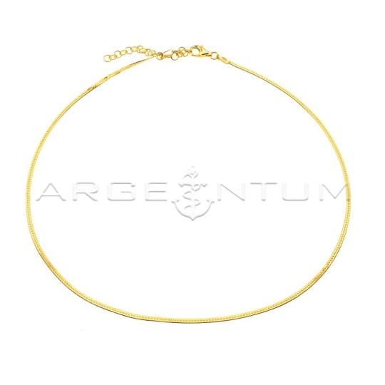 Yellow gold plated flat ear link necklace in 925 silver