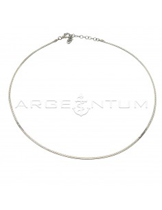 White gold plated flat ear mesh necklace in 925 silver