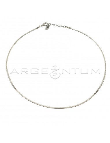 White gold plated flat ear mesh necklace in 925 silver
