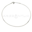White gold plated flat ear mesh necklace in 925 silver