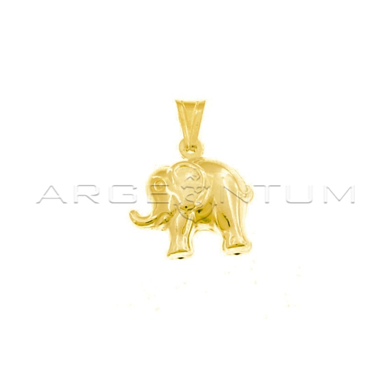Yellow gold plated paired elephant pendant in 925 white silver