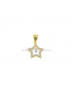 Ciondolo sagoma stella zirconata bianca placcato oro giallo in argento 925