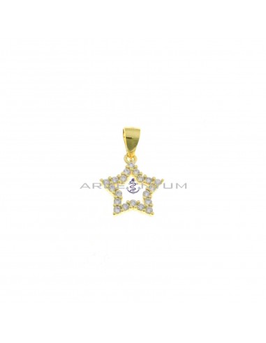 Yellow gold plated white zircon star shape pendant in 925 silver