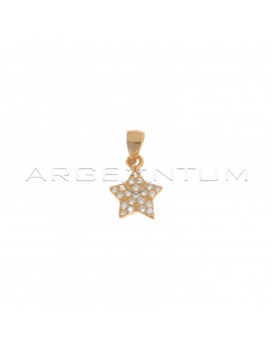 White zircon star pendant rose gold plated in 925 silver