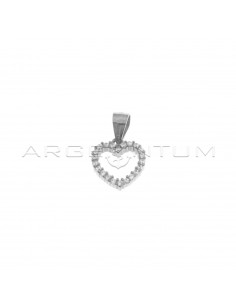 White zircon heart shape pendant white gold plated in 925 silver