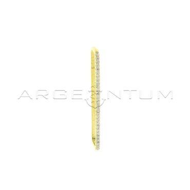 Rectangular ear cuff with square section white semizircon plated yellow gold in 925 silver