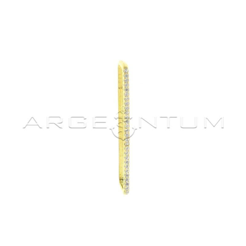 Ear cuff rettangolare a sezione quadrata semizirconato bianco placcato oro giallo in argento 925