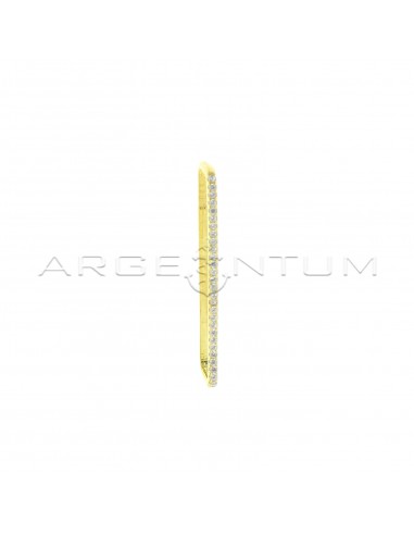 Rectangular ear cuff with square section white semizircon plated yellow gold in 925 silver