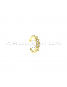 Circle ear cuff with stars with white zircons yellow gold plated in 925 silver