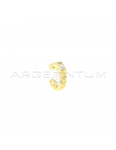Circle ear cuff with chain motif with white zircon in yellow gold plated 925 silver baguette