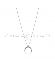 Venetian mesh necklace with rounded moon pendant with white gold-plated passing chain in 925 silver