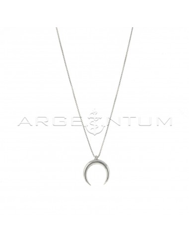 Venetian mesh necklace with rounded moon pendant with white gold-plated passing chain in 925 silver