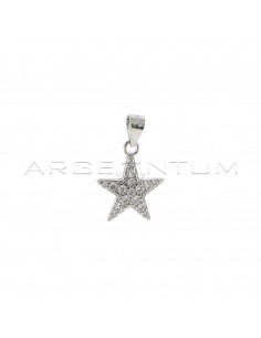 White gold plated white cubic zirconia star pendant in 925 silver