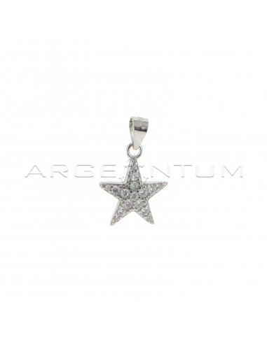 White gold plated white cubic zirconia star pendant in 925 silver