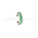 Ear cuff a cerchio zirconato verde placcato oro bianco in argento 925