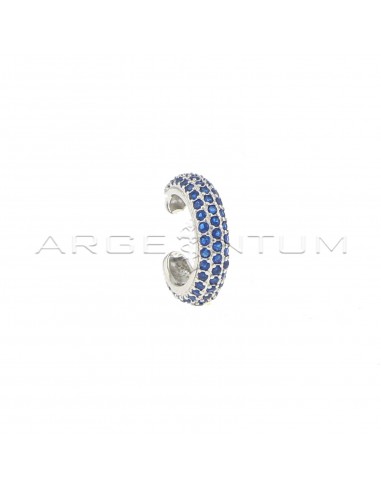 White gold plated blue zircon circle ear cuff in 925 silver