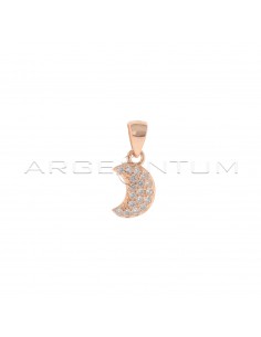 Moon pendant with white cubic zirconia pave rose gold plated in 925 silver