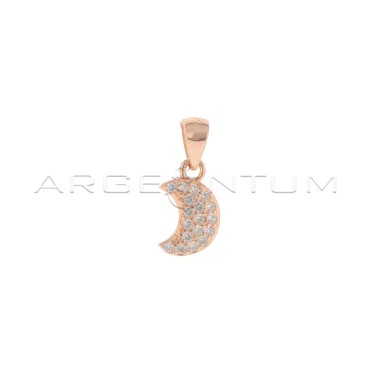 Moon pendant with white cubic zirconia pave rose gold plated in 925 silver