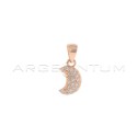 Moon pendant with white cubic zirconia pave rose gold plated in 925 silver