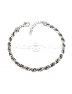 White gold plated rope mesh bracelet in 925 silver