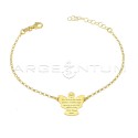 Rolo mesh bracelet with central plate angel with engraved "Angel of God" prayer in 925% silver plated yellow gold