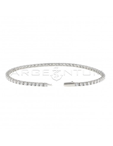 Tennis bracelet with 2.5 mm white zircons plated white gold in 925 silver