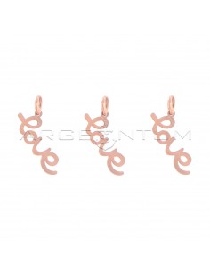 "Love" plate pendants in rose gold plated 925 silver (3 pcs.)