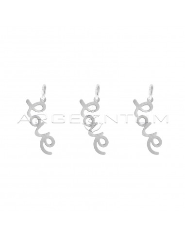 White gold plated "love" plate pendants in 925 silver (3 pcs.)