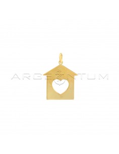 copy of Plate house pendant with openwork heart in yellow gold plated 925 silver