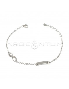 Giotto mesh bracelet with smooth and infinity plate in white semizircon plated white gold plated 925 silver