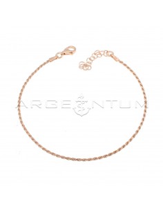 Rose gold plated rope link bracelet in 925 silver