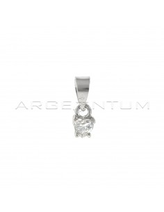 4 mm heart light point pendant with white gold plated griffes in 925 silver