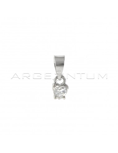 4 mm heart light point pendant with white gold plated griffes in 925 silver