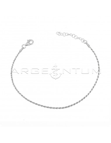 White gold plated rope link bracelet in 925 silver