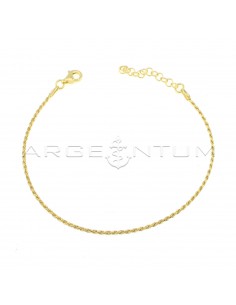 Yellow gold plated rope link bracelet in 925 silver