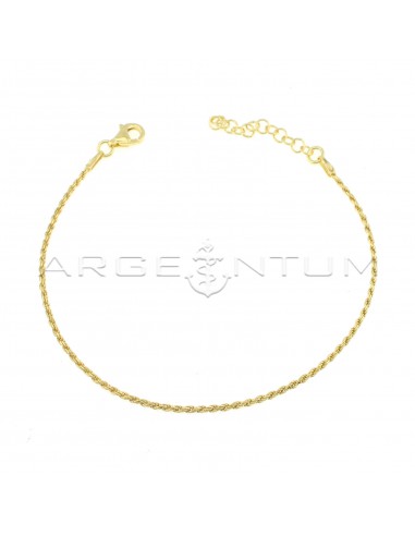 Yellow gold plated rope link bracelet in 925 silver
