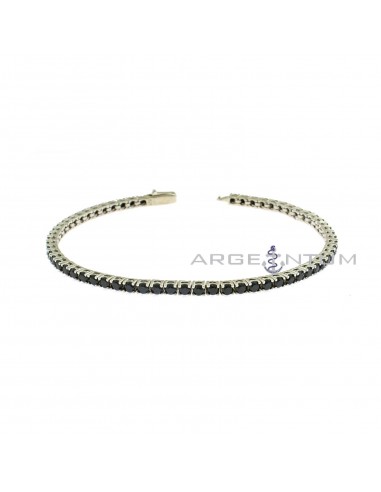 White gold plated tennis bracelet with 2,5 mm black zircons in 925 silver