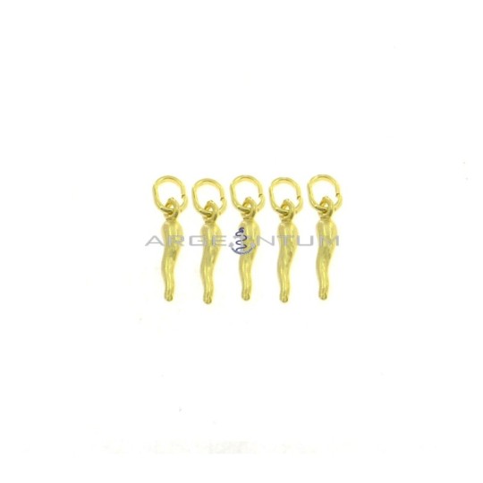 Ciondoli corni placcati oro giallo in argento 925 (5 pz.)