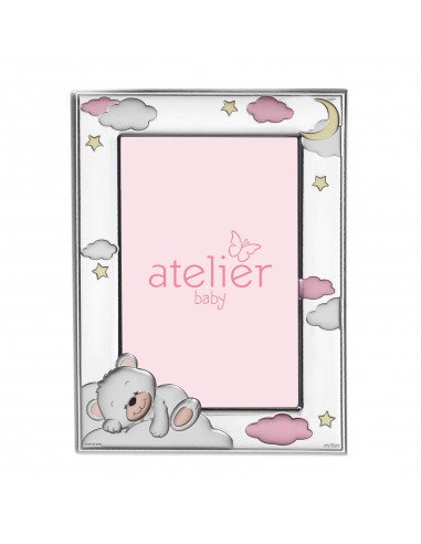 Atelier Portafoto con orsetto su nuvola rosa linea Baby