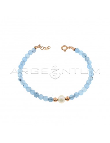 Blue agate ball bracelet with central...