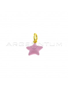 Yellow gold plated rose enamel paired star pendant in 925 silver